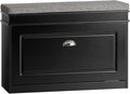 Haotian Shoe Storage Bench with Cushion | Black Narrow Shoe Rack for Entryway, Small Shoe Cabinet with Flip-Drawer, Closet Hallway Mudroom FSR82-L-SCH