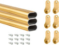 Outwater 48 Inch Satin Brass Aluminum Oval Closet Rod Kit, 1-3/16 Inch x 19/32 Inch Profile, Includes Matching Screw Mount Supports and Mounting Screws, Pack of 3
