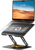 Lamicall Adjustable Laptop Stand for Desk - 360° Rotating Base Ergonomic Computer Stand, Aluminum Laptop Riser Foldable Portable for Office Home fits MacBook Neo Air Pro, Dell, HP (10-17.3'') - Black