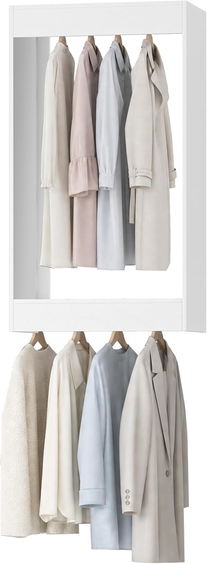 19.5" Wide Double Hanging Modular Closet System, Wall-Mounted Closet Organizer with Dual Hanging Rods, White