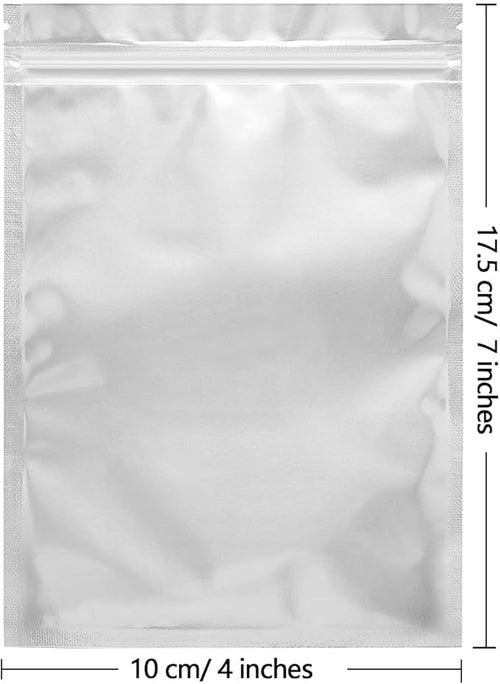 100 Pack Mylar Bags for Food Storage 4 x 7 Inch Smell Proof Bags with Clear Window Resealable Aluminum Foil Packaging Pouch Bag Silver