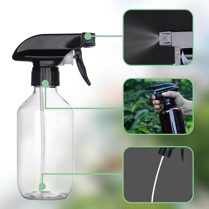 Spray Bottles 2 Pack 10oz Empty Squirt Bottle Plastic Refillable Containers | Fine Mist Water Spray Bottle with Adjustable Nozzle BPA Free Small Spray Bottle for Cleaning, Plants, Pet Training, Hair