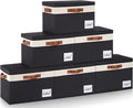 GhvyenntteS Fabric Storage Bins with Lids 6 Pack, Foldable Fabric Storage Baskets with Lid and Handles, Large Closet Organizers and Storage boxes with Label for Home Office (Black, 15" x 11" x 9.7")