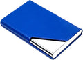Padike Business Card Holder, Upgraded Leather Business Card Case Pocket Card Holders for Men or Women, Metal Slim Name Card Holder RFID Blocking Business Card Carrier with Magnetic Closure (Y-BU)