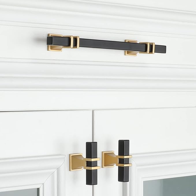 10 Pack 3 Inch Black & Gold Cabinet Pulls - Modern Kitchen Cabinet Hardware