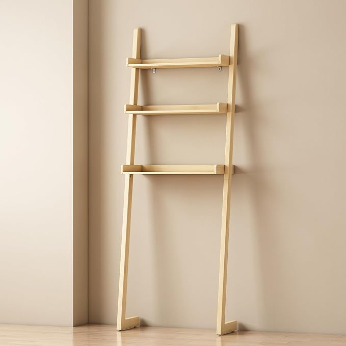 Solid Bamboo Toilet Shelf,3 Tier Bathroom Shelf with Anti-Slip Base | Solid bamboo over the toilet storage – naturally moisture-resistant for bathrooms, built for long-lasting durability