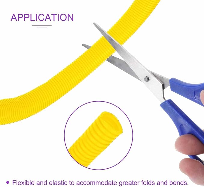 DMiotech 100ft Wire Loom Split Tubing 1 1/4 Inch(31.8mm) ID, Cord Protectors from Pet Flexible Conduit Cable Management for Office Home Garden, Yellow