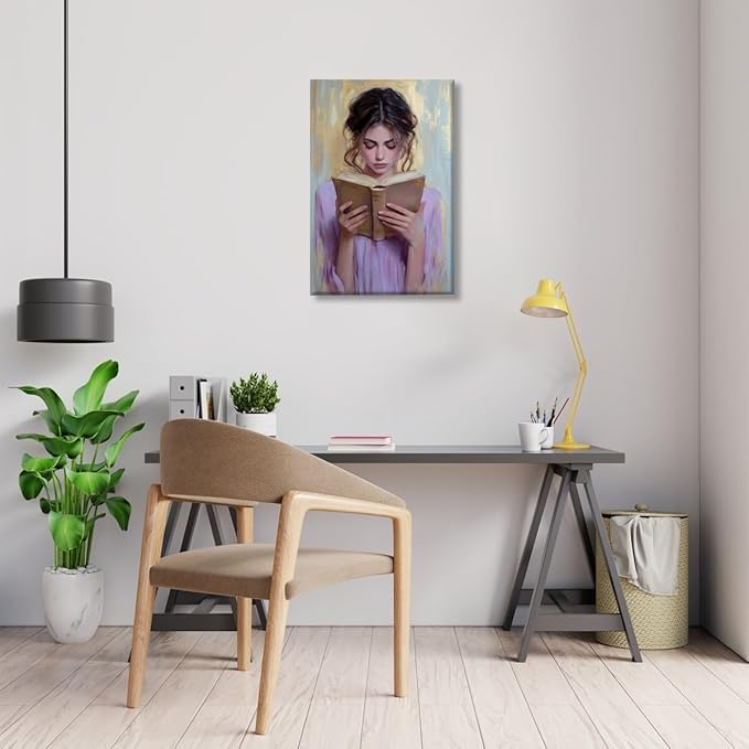 Girl Reading Book Lover Art Aesthetic Poster Canvas Wall Art Decoration Living Room Home Decor Bedroom Decoration Poster Unframed24x36inch