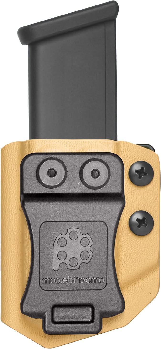 Amberide Universal IWB/OWB Kydex Mag Carrier for 9mm / .40 & .45 ACP Magazines, Single and Double Stack, Adjustable Retention, Ambidextrous, Fits 1.5" Belt, Made in USA