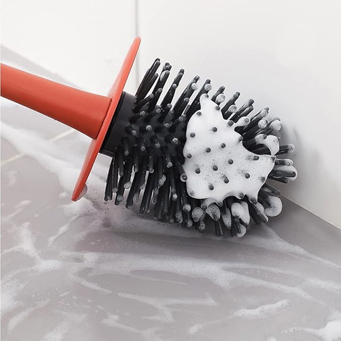 Multi-Function Toilet Brush and Holder, Toilet Cleaner Brush for Bathroom, Floor Standing & Wall Mounted Toilet Scrubber, No Dead Angle Home Cleaning Utensils Bathroom Accessories (Color : Whit