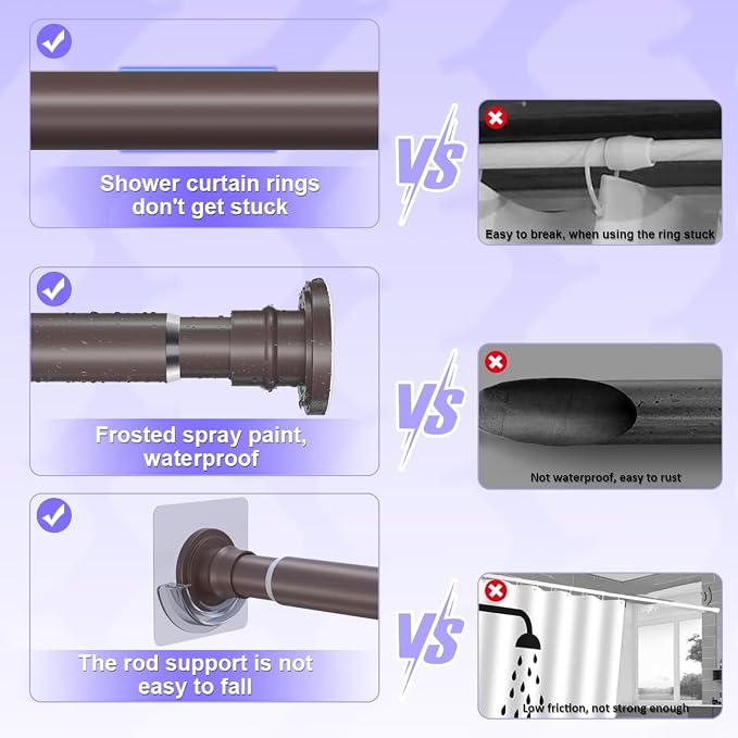 Spring Tension Rod 18-32 Inch, Small Shower Curtain Rod Bronze | Adjustable Heavy Duty Curtain Rod for Closet and Shower Use, Short Tension Rod Design for Small Spaces