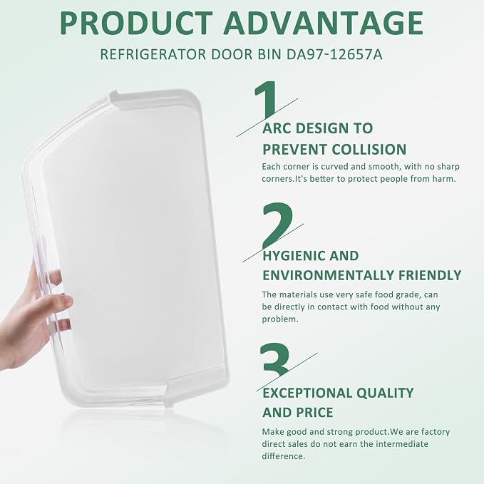 DA97-12657A Refrigerator Left Door Bin Compatible for Samsung by MIFLUS | RF263beaesr RF260beaesr RF261beaesr Sam-sung Fridge Shelf Replacement,Sam-sung Refrigerator Door Shelf Bin