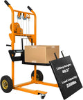 Tory Carrier Material Lift Winch Stacker, 330 lbs Capacity Pallet Stacker, 40.5" Lifting Height, Pallet Truck Dolly, Swivel Casters Lift Table Cart, Forklift with Steel Platform(Yellow)