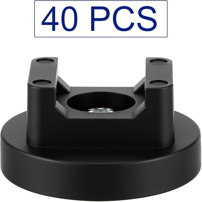 Yookeer 40 Pcs Magnetic Zip Tie Mount Base Black Magnetic Cable Clips Wire Holder Multipurpose Cable Ties Management Base Electrical Supplies for Wire (31 mm)