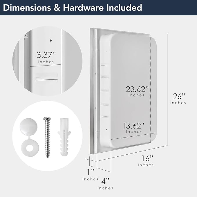 Head West Brushed Chrome Recessed Medicine Cabinet Mirror, Bathroom Wall Mount Storage Organizer with Glass Shelves - 16" x 26"