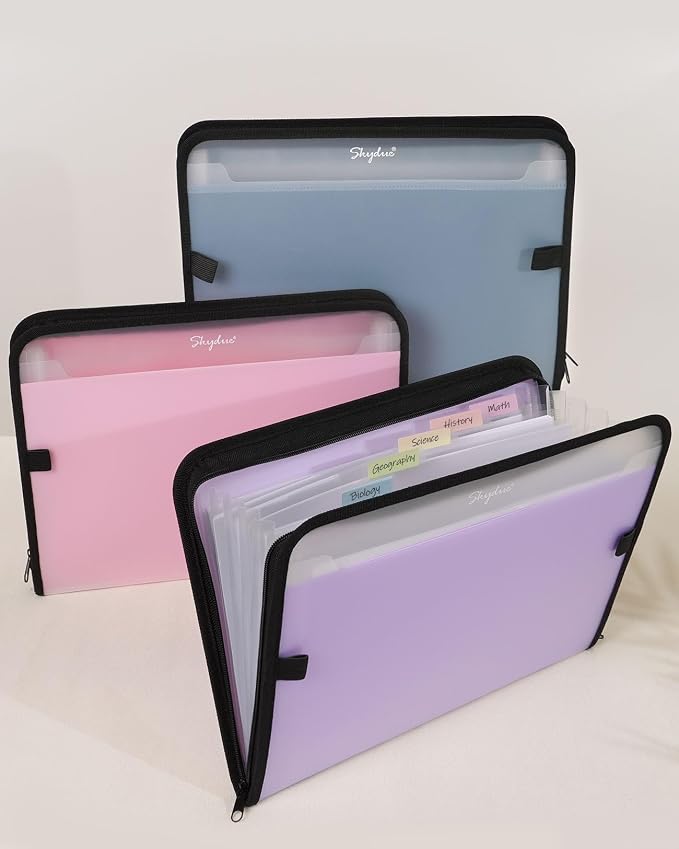 SKYDUE Accordion File Organizer, 7 Pocket Expanding File Folder with Front Pocket, Letter Size, Important Document Organizer with Double Zipper,Travel Folder, School Office Supplies