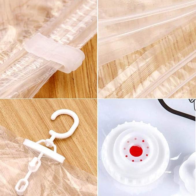 Hanging Vacuum Storage Bags, 2Pcs Space Saver Garment Bags for Clothes, Dresses, Coats, Reusable Vacuum Seal Storage Bags with Hangers, for Dresses, Coats, Down Jackets(S 4Pcs)