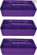 -Large Portable Caddy, DIY Dividers, 8 Compartments, School Office Supplies Home Business Organizer,Portable Basket with Handle Made in USA (3 PACK, Royal Purple)