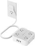 TESSAN Surge Protector Power Strip, 5 Ft Flat Plug Extension Cord with 3 USB (1 USB C) 8 Outlets, 900J Protection, 3 Sided Outlet Extender with Power Switch for Office, Dorm Room, Grey | 8 AC with 3 USB Ports (1 USB C), Flat Plug Extension Cord, 3 Side...
