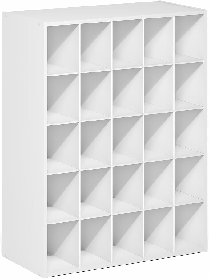 25-Cube Shoe Organizer, Stackable Shoe Rack, Shoe Organizer, 11.7 x 24.2 x 31.5, for Office, Closet Entryway, Garage, White