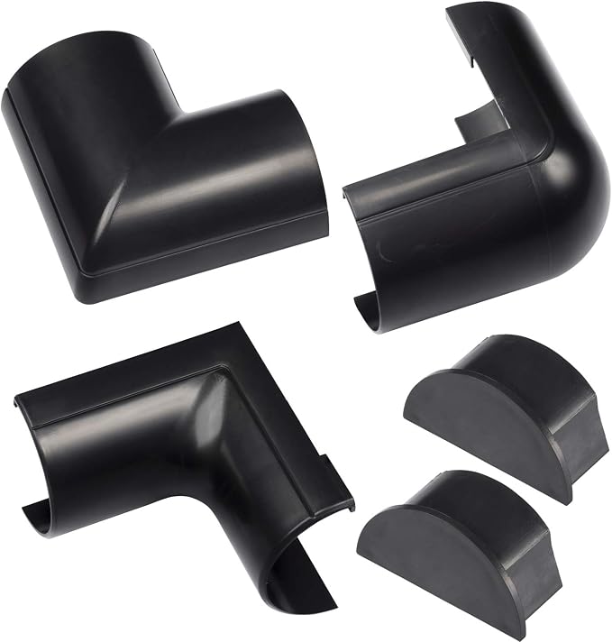D-Line Large Cable Raceway Accessory Pack, Join 2in x 1in Cord Cover Lengths, 5 Accessories Included, Hide Cords Around a Variety of Angles - Black