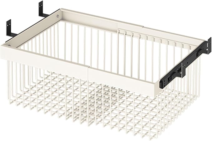 Closet Pull-Out Basket,Carbon Steel Stackable Storage Bins,Stackable Shelf Baskets Organizer,Adjusted Width for Bedroom Office Bathroom(18.11-27.55in)