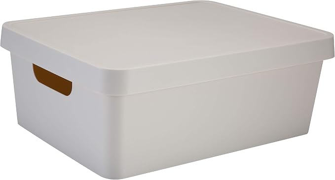 Simplify Medium Vinto Storage Box | Stackable | Home Organization | Bathroom | Accessories | Toys | Closet | 2 Handles | Ivory