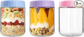 Overnight Oats Containers with Lids, 16oz Wide Mouth Mason Jars with Lids, 3 Pack Glass Jars with Airtight lid for Chia Pudding Yogurt Salad, Meal Prer Oatmeal Jars