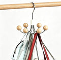 Sweatshirt Hangers with 6 Cedar Balls, Purse Hanger, Scarf Hanger, Wooden Closet Hooks, Handbag Organizer, Bra Hanger, Accessory Organizers for Scarf, Tanktop, Hat, Hoodie-Wood Color(1 Pack)