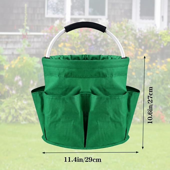 Garden Tool Organizer Tote with Non-Slip Handle – 4.5-Gallon Water-Resistant Bucket Bag with 6 Side Pockets, Portable Gardening and Outdoor Utility Bag for Yard Work, Garage, Beach & Camping