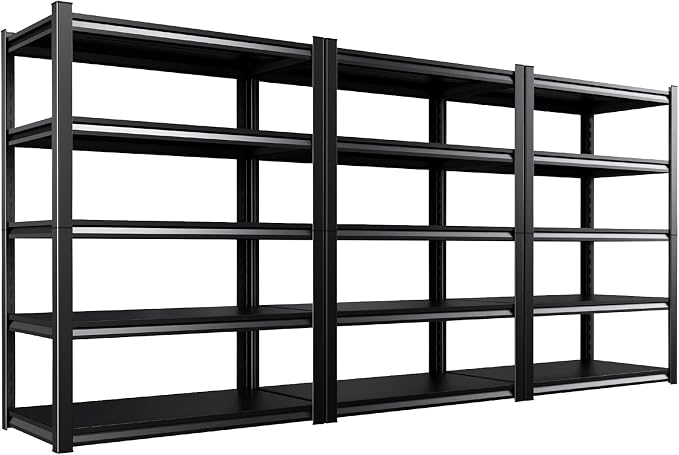 Set of 3 Garage Shelving - 2050 lbs 5 Tier Storage Shelves, Adjustable Heavy Duty Metal Shelving Unit and Storage Large Rack, Utility Steel Shelf for Warehouse Industrial Pantry Basement 71"x46"x20"