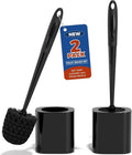 Holaloha Toilet Brush, 2 Pack Toilet Brush and Holder Set Bathroom Accessories, Toilet Bowl Brush and Holder for Bathroom, Black