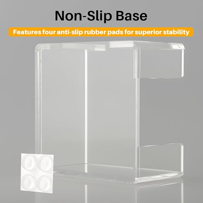 Acrylic Sticky Note Holder, 3x3 Inch Clear Dual Openings Square Notepad Organizer with Anti-Slip Base, Sticky Note Dispenser Memo Holder Case for Desk Office School Supplies(No Pads)