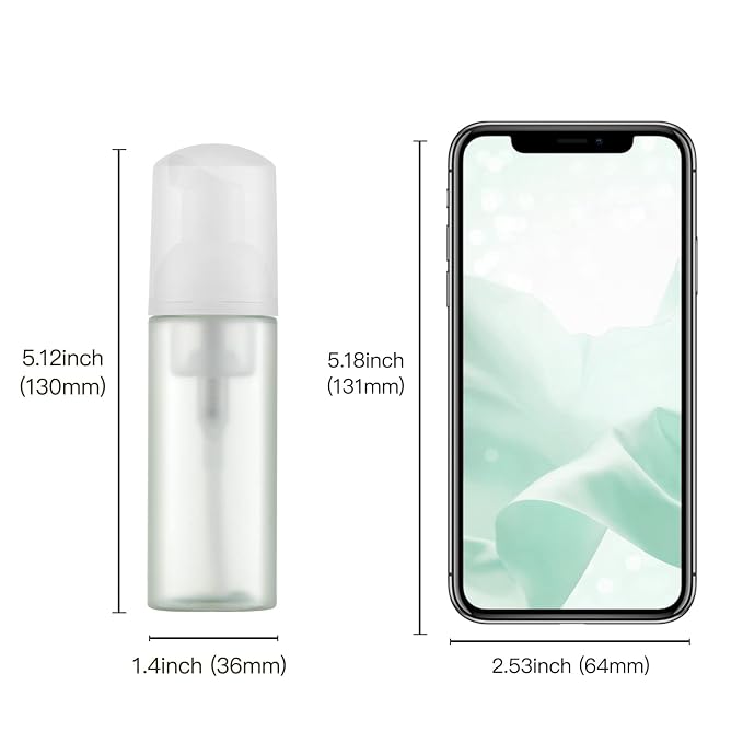 Travel Foam Pump Bottle - 2oz Small Size Foaming Hand Soap Dispenser - Mini Portable Mousse Lash Shampoo Kit Container for Hair - Empty Leak Proof Plastic White&Green Foamer 3Pack