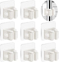 3-H 8-Pack Self Adhesive Broom Holder Wall Mount - Heavy Duty No Drill Broom Organizer for Garage Closet Kitchen, Plastic Storage Rack for Brooms Mops Tools, Peel and Stick Adhesive,Beige White