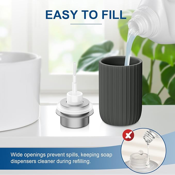Ceramic Foaming Soap Dispenser, 12 oz Bathroom Foam Hand Soap Dispenser, Refillable Lotion Soap Dispenser with Removable Pump for Kitchen Hand Wash Dispenser, Modern Home Decor (Matte Grey)