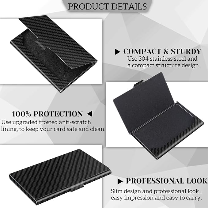 Slim Minimalist Business Card Holder for Men & Women, Premium Metal Business Card Case, Pocket Name Card Holder, Buckle Style Shut, Classy Black