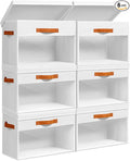 Homsorout Large Storage Bins with Lids - 6 Pack Foldable Decorative Organizers with Clear Windows & Handles, Cube Storage Organizers for Clothes, Blankets, Sweaters, Sheets, White
