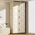 5-Tier Stackable Storage Bins with Wheels & Magnetic Doors, Foldable Collapsible Organizer Cabinet with Lids, 40 QT Arc-Design Storage Boxes for Bedroom, Kitchen, Office, Dorm