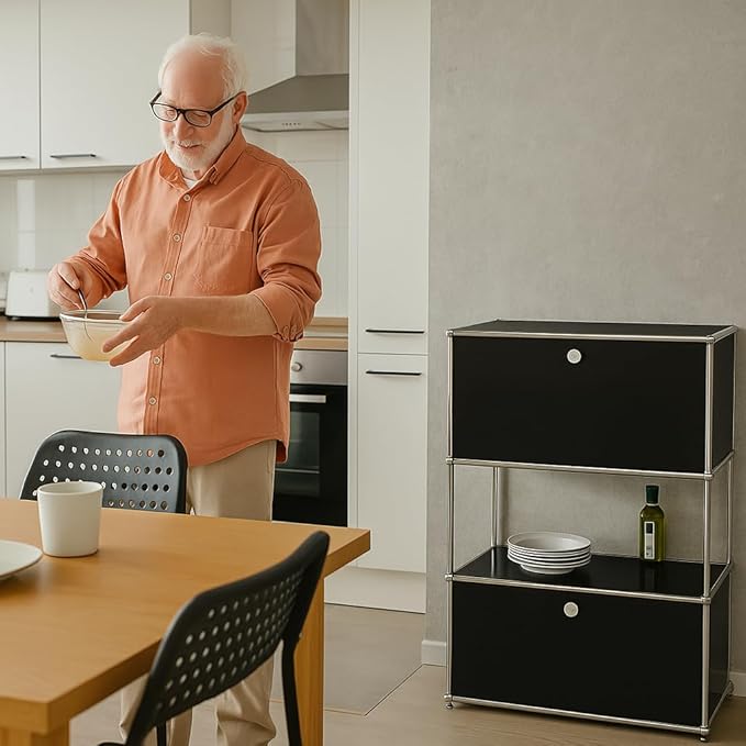 Modern Storage Cabinet Sideboard Versatile Free-Standing Organizer Cabinets for Home Office, Living Room, Bedroom, Kitchen, Garage