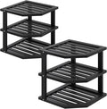 VERTORGAN 3 Tier Bamboo Corner Shelf(2 Pack),Dish Drying Rack,Plate Organizer,Kitchen Spice Rack for Countertop and Cabinet(Black)