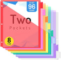 Forvencer 96 Count Dividers with Two Pockets, 8 tabs Binder Dividers for 3 Ring Binder Organizer, Multicolor, 12 Sets