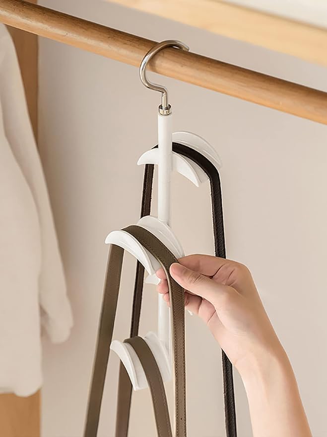 Purse Hanger for Closet - Rotating Handbag Hanging Hook Bag Storage Space Saver with 4 Hooks, Hanging Organizer for Scarf Handbag Belt