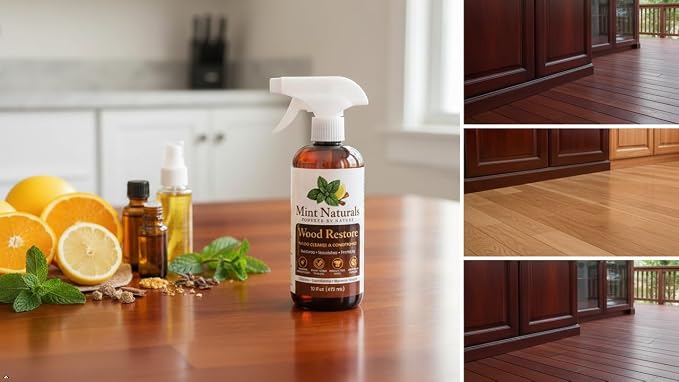 Natural Wood Cleaner & Furniture Conditioner - Plant-Based 16oz | Made in USA by Mint Naturals