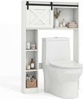 Giantex Over The Toilet Storage Cabinet - Freestanding Bathroom Organizer with Sliding Barn Door & Storage Shelves, Multifunctional Toilet Rack for Restroom, Laundry (White)