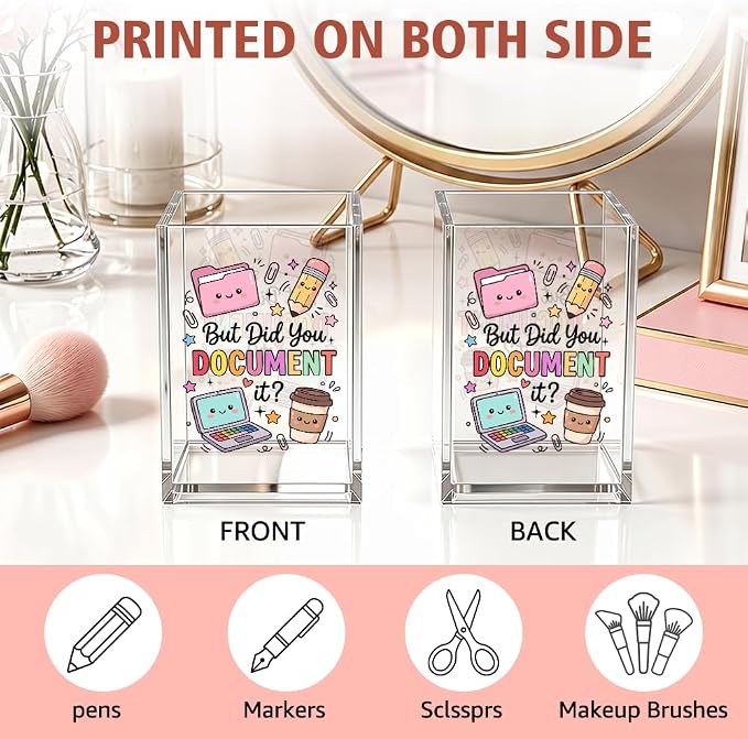 Funny But Did You Document It Acrylic Pencil Holder Cup | Sarcastic Pen Holder Gifts for Women Coworker Sister HR Nurse, Office Desk Accessories for Teams Employee, Marker Organizer