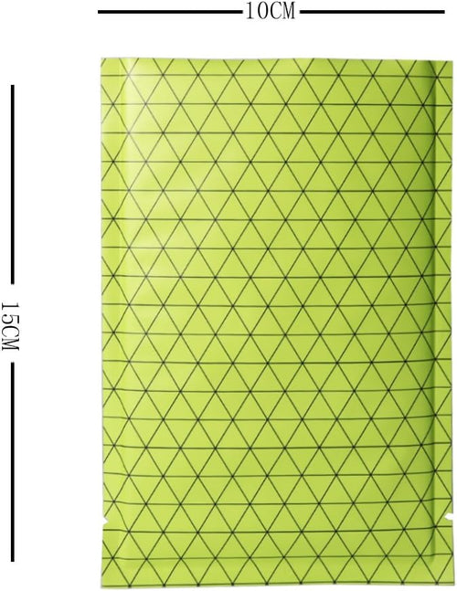 100 PCS 4 Mil Thick Open Top Heat Seal Bags, PET+AL+PE Mylar Bags with Easy Tear Notch, Resealable Heat Sealable Pouch for Food Storage, Packaging, Not Vacuum Bags (Green, 10 * 15CM/4.0"*6.0")