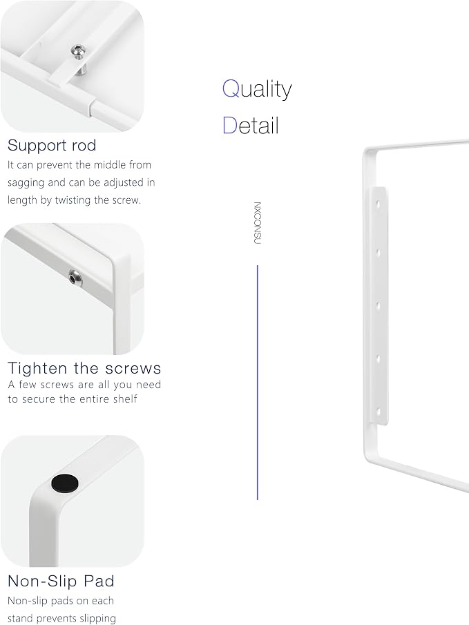 Nxconsu Expandable Cabinet Shelf Organizer Riser, 8.6" 1 Pack White | Heavy-Duty Steel Expandable Shelf Holds 50 lb, 5-Level Stackable Riser for Kitchen Cabinet Cupboard Pantry Counter Under Sink