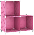 UNKU Cube Storage Organizer, 3 Cube Closet Organizer Storage Shelves, DIY Stackable Bookcase, Clothes Organizer Shelf for Closet, Bedroom, Living Room, Cabinet, Home, Office, Pink