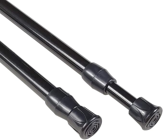 KXLife Spring Tension Curtain Rod for Window Adjustable 28-40", 2Pcs | Black, No Drilling, Expandable Spring Loaded, Drapery Rod for Home Decor, Window, Doorway